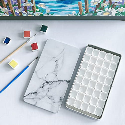 FCLUB Empty Watercolor Half Pans, White, 1.8ML - color: White, size: 0.8" x 0.8" x 0.4"