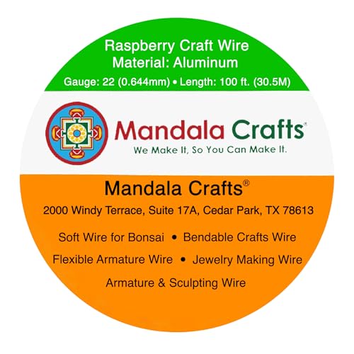 Mandala Crafts 22 Gauge Raspberry Anodized Aluminum Craft Wire, 100 FT - color: Raspberry, size: 22 Gauge