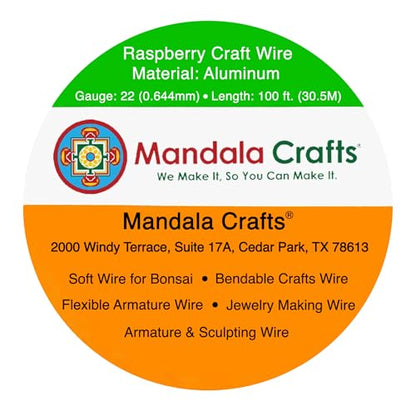 Mandala Crafts 22 Gauge Raspberry Anodized Aluminum Craft Wire, 100 FT - color: Raspberry, size: 22 Gauge