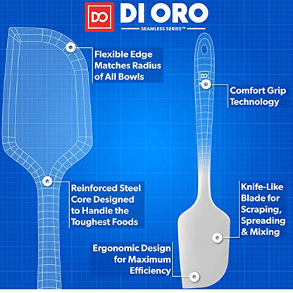 DI ORO Large Silicone Spatula - 600F Heat Resistant, Stone - color: Stone