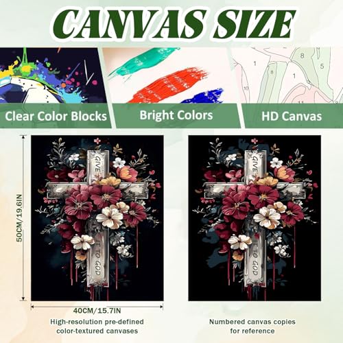 ICYANART Paint by Numbers Kit for Adults Beginner Cross Number Painting - color: Cross