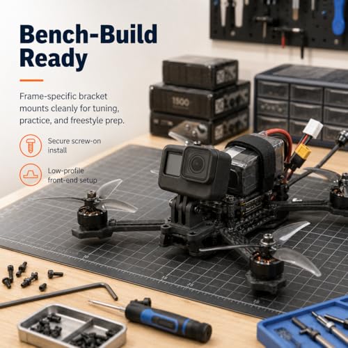 SplashNColor FPV Drone Action Camera Mount Compatible with GoPro | Compatible with Botgrinder Grinderino – Secure Screw-On Frame Bracket | Low-Profile Camera Holder for Multirotor