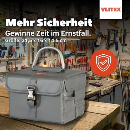 VLITEX Lithium Battery Storage Box L (Large) | Engineered in Germany | Fireproof E-Fiberglass & Silicone Blend | Certified Lipo Safe Bag Container