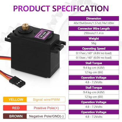 Deegoo-FPV MG996R 55g Metal Gear Digital Servos, 4-Pack - style: MG996R-4pack