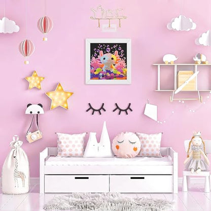 WEMEON Axolotl Diamond Art Kits for Kids with Frame 7x7 inch - color: Axolotl