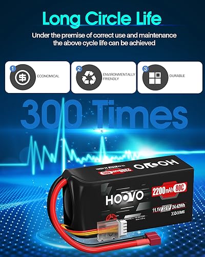 HOOVO 3S Lipo Battery, 80C 2200mAh 11.1V Shorty Lipo Battery Pack T Plug