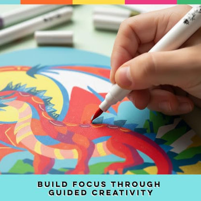 Bright Stripes Marker by Numbers Paint Kit, Fierce Dragons Theme, Ages 8+ - style: Fierce Dragons