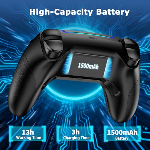 VidPPluing Wireless Controller Compatible with PS5/Android/IOS/MAC/Steam Deck, Gamepad with LED Lighting/Hall Effect Trigger/Turbo/Macro/Dual Vibration/3.5mm Headset Jack/1500 mAh Battery - color: black