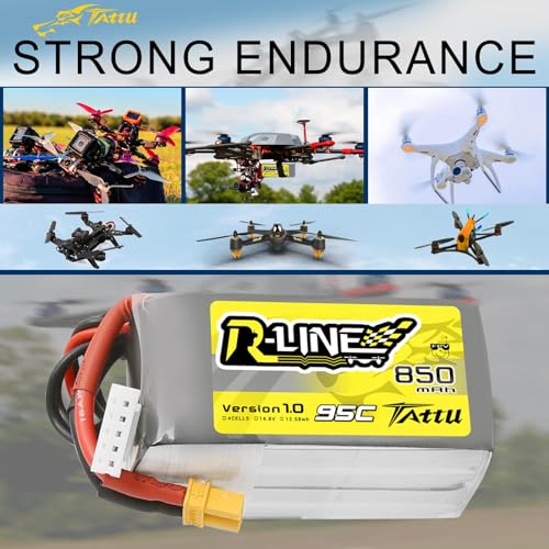 TATTU R-Line 850mAh 14.8V 95C 4S LiPo Battery Pack with XT30 Plug(2 Pcs) - size: 2 Pcs