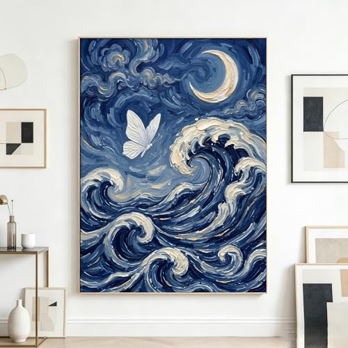 Ocean Wave Diamond Art Kits for Adults, Butterfly Diamond Painting Kit - color: HS037-1