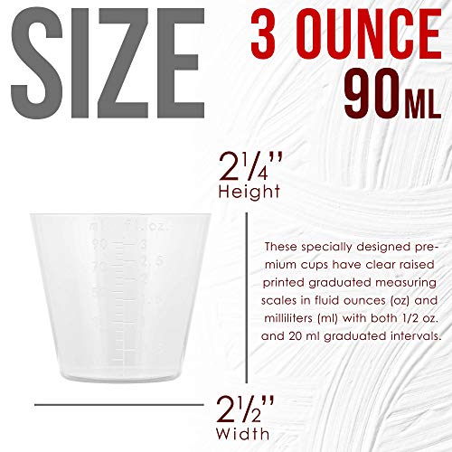 Pouring Masters 3 Oz (90 ml) Liquid Measuring Cups, 100 Pack with 25 Sticks - size: 3-Ounce - Cup