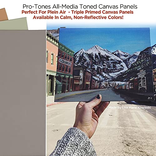 Paramount Pro-Tones All-Media Toned Canvas Panels 3-Pack - Triple-Primed 100% Cotton Canvas, Non-Reflective Colors - Seafoam 12x16 - color: Seafoam, size: 12x16"