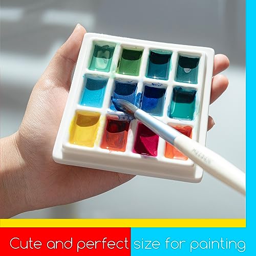 MEEDEN 3 Pack Ceramic Palettes with Cover: 12-Well Mixing Tray - size: 12-well (3 pcs)