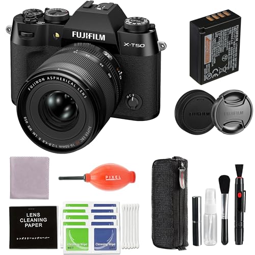 Fujifilm X-T50 Mirrorless Digital Camera XF16-50mmF2.8-4.8 R LM WR Lens Kit - Black Bundle with Additional Accessories