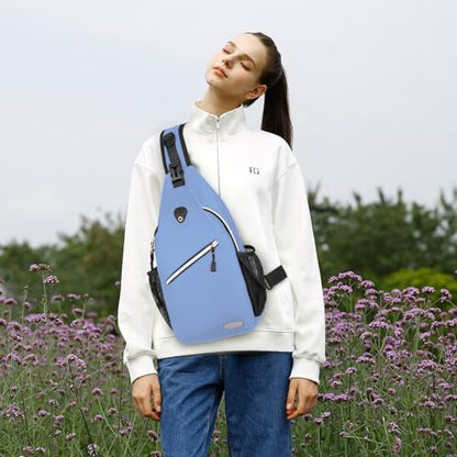 MOSISO Small Sling Bag for Men, Crossbody Shoulder Chest Daypack Bag - color: Airy Blue