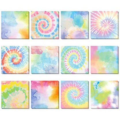 Eaasty 12 Pcs Rainbow Sticky Notes Tie Dye Pastel Sticky Note, 3 x 3 Inch - size: 3 x 3 Inch