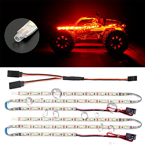 Waterproof LED Light Strips for RC Cars Trucks Airplanes Boats Drones Fixed Wing AR Wing Model Underglow Light (Red) - color: Red
