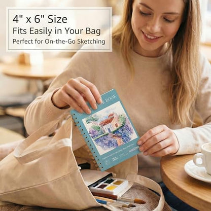 2 Packs Watercolor Paper Pad 4"×6", 30 Sheets 140lb/300g Cold Press Book - size: 4”×6“(2pack)
