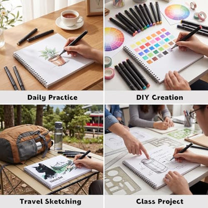 Marker Paper Sketchbook 30 Sheets, 8.9 x 8.3 in, Bleedproof Spiral Pad