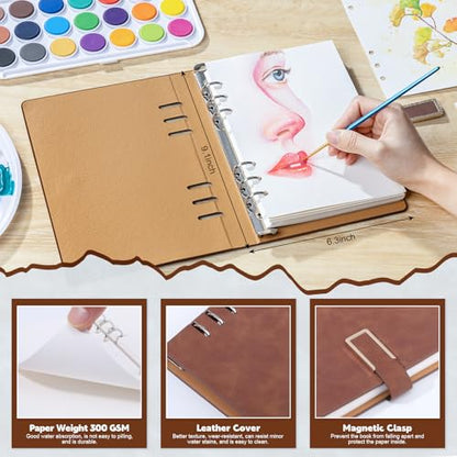 Prudiut Watercolor Sketchbook, 30 Sheets, 140 Lb Cold Press, Brown - color: Brown