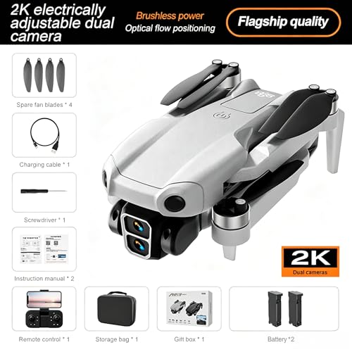 Drone with Camera for Adults & Beginners, FPV Foldable Drone with Brushless Motor, Mini RC Quadcopter for Teen Beginners, Optical Flow Hover, 2 Batteries