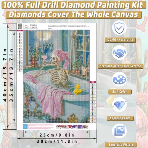Skull Diamond Art Kits for Adults Funny Diamond Painting Kit for Beginner - color: DP04360