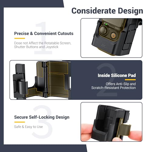 JJC Extension Accessories Adapter for DJI Pocket 3(Mount Plate for DJI Pocket Combo Accessries) — Foldable Action Camera Mount with Cold Shoe, Silicone Pads, Secure Latch Lock