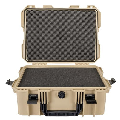 Eylar 18" Hard Camera Case Dry Box with Pull & Pluck Foam - Waterproof Gear Case, Lightweight Stacker Design for Camera, Lenses & Electronics (Tan) - color: Tan
