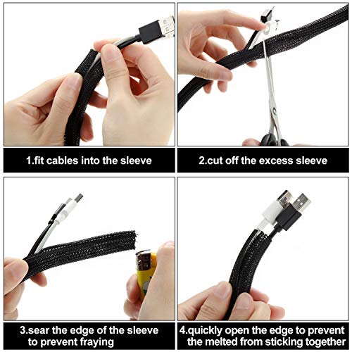 Boao 3 Pcs Wire Split Loom, Each Size 10 ft 3/4", 1/2", 1/4" - color: Black, size: 3/4 Inch, 1/2 Inch, 1/4 Inch