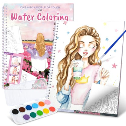 BSCOOL Watercolor Paint Sets for Kids Coloring Book Beginners. Water Color