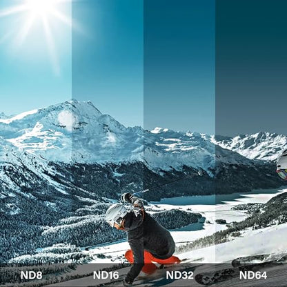 Walking Way ND Filter Set Compatible with DJI Osmo Action 5 Pro/Action 4-4 Pack (ND8, ND16, ND32, ND64), Neutral Density Filters HD Optical Glass/Multi-Coated/Aluminum Frame - style: ND8/ND16/ND32/ND64