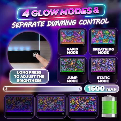 16-Inch LED Drawing Board Rechargeable; Fun Birthday Gift - color: Black