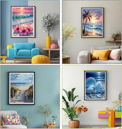 Ekuxom 4 Pack 5D Diamond Art Kits for Adults-Beach Diamond Painting - color: Beach-4pcs