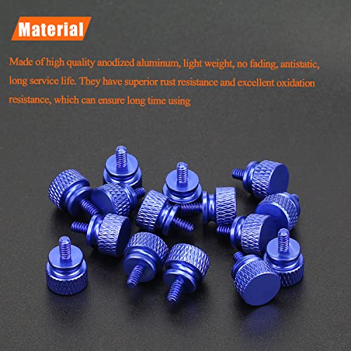 HELIFOUNER 10 Pieces 6-32 Thread, Blue Color Anodized Aluminum Computer Case Thumbscrews, Thumb Screws for Computer Case/Cover/Power Supply/Hard Drives - color: Blue (10 Pieces)