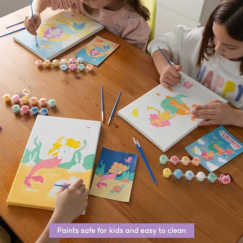 BONNYCO Paint by Numbers Kit for Kids Mermaid Pack 3 Canvas. Paint by Number Canvas Framed Pre Drawn, Mermaid Gifts for Girls Painting. Arts and Kids Crafts 4-6 8-12, Pintar por Numeros Niñas - color: Mermaids