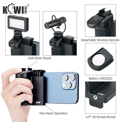 KIWIFOTOS Phone Camera Grip with Remote Shutter Cold Shoe Mount - color: Phone Camera Grip