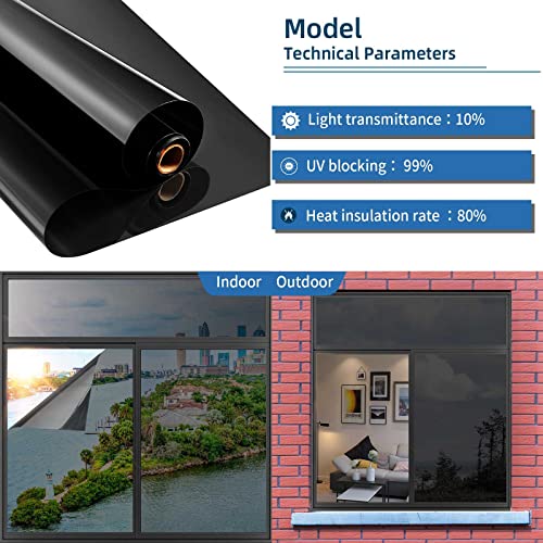 XIAWEI One Way Window Privacy Film with Tools, 17.5In×16.4Ft, Cosmic Black - color: Cosmic Black, size: 17.5 Inch x 16.4 Feet