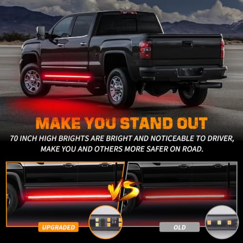 XRIDONSEN 2 Pack 70-inch Truck Red Running Board Emergency Lights Strip - color: Red