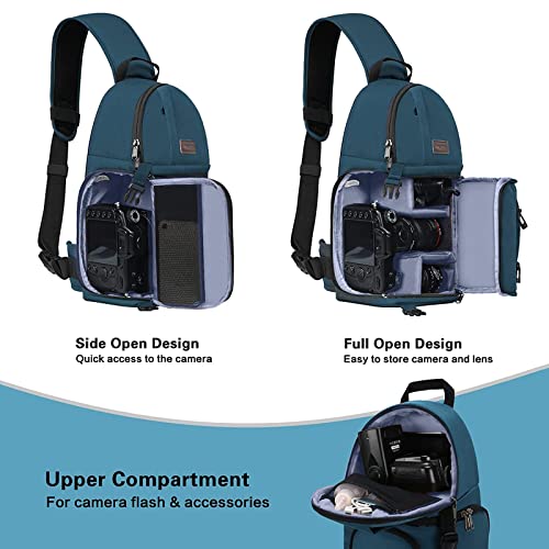 MOSISO Camera Sling Bag, Photography Shoulder Bag Compact Camera Backpack - color: Deep Teal