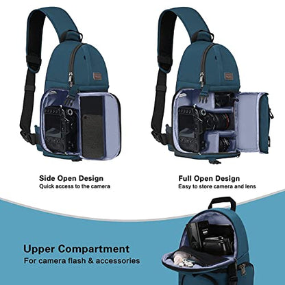 MOSISO Camera Sling Bag, Photography Shoulder Bag Compact Camera Backpack - color: Deep Teal
