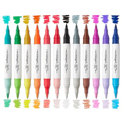 Dual Tone Acrylic Paint Markers 24 Pens, 48 Colors by KINGART