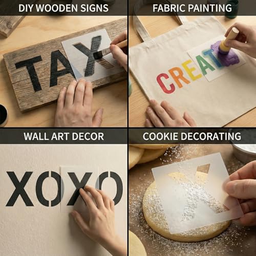 4 Inch Letter Stencils and Numbers, True 4 Inch Font, 36 Pieces