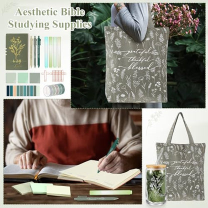 29 Pcs Bible Journaling Supplies Kit, Back to School Gifts - color: Green multicolor, style: Boho