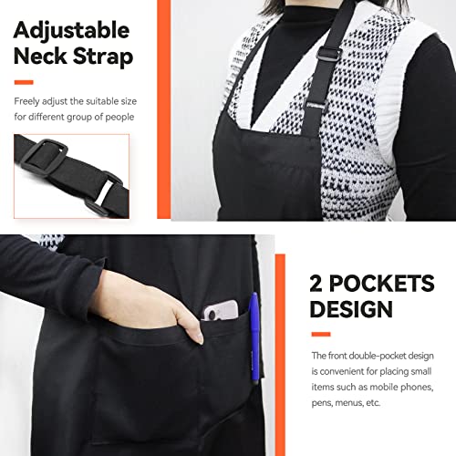 NLUS 2 Pack Kitchen Cooking Aprons, Adjustable Bib Soft Chef Apron with 2 Pockets for Men Women (Black,2) - color: Black-2