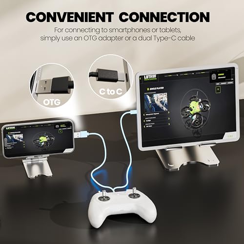 STARDRONE S8 FPV Flight Simulator Controller -Anti-Slip PU Handle, 8 Channel Metal Joystick, Ergonomic Design for DRL/Uncrashed/Liftoff/DCL Beginner Pilots (Mode 2, White) - color: White
