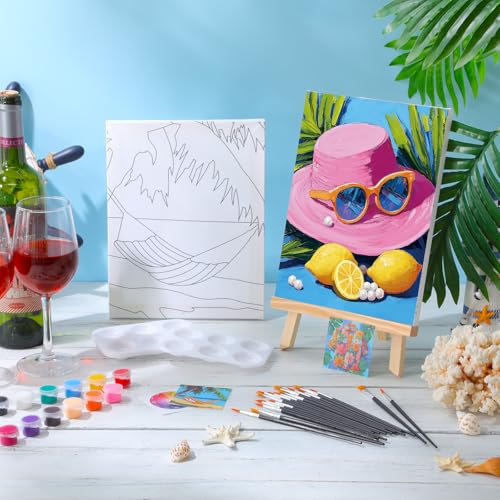 Dinifee 6 Pack Pre Drawn Canvas 8x10 Paint Kit for Adults, Colorful Hawaii - style: Colorful Hawaii