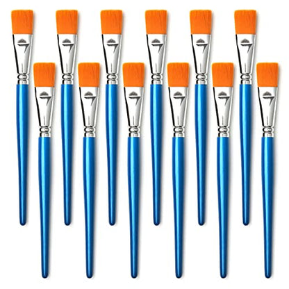 GACDR 1 Inch Flat Paint Brushes, 12 Bulk Acrylic Brushes for Watercolor - size: 1 inch 12 pieces