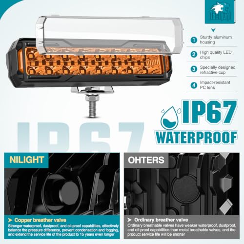 Nilight 6 Inch LED Light Bar 2PCS 50W Amber Spot Flood Combo Lamps - color: 50W Led Pod 2Pcs Amber
