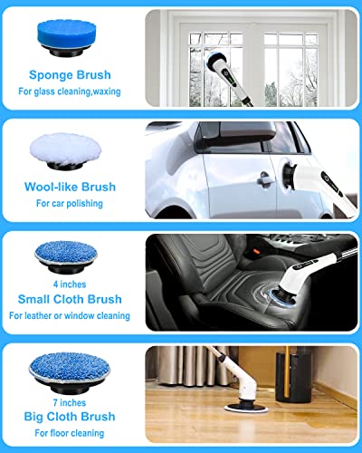 Electric Spin Scrubber, Bathroom Shower Cleaning Brush with Long Handle - color: White