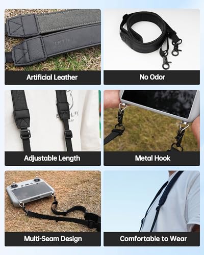 LKTOP Screen Protector+Lanyard for DJI 𝗥𝗖/𝗥𝗖𝟮 Remote Controller Accessories, HD Tempered Glass Film 50-63'' Adjustable Neck Strap for DJI Mini 4/3 Series, Mavic 3 Series, Air 3, Air 2S Drone